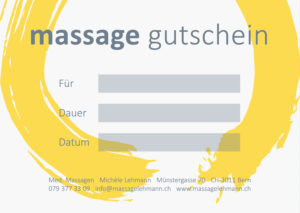 Gutschein der Massage Lehmann in Bolligen und Bern.